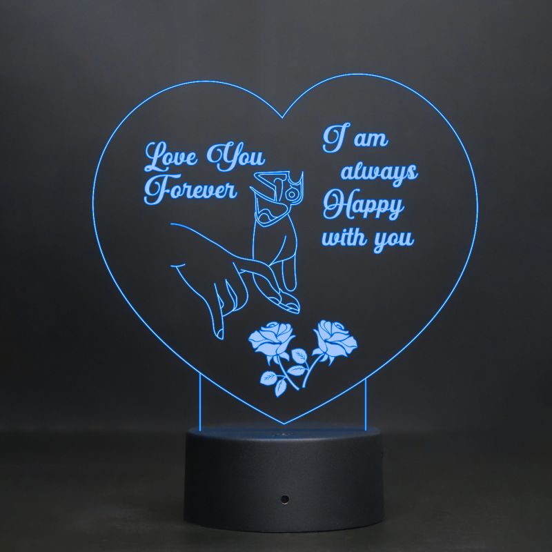 Heart Shape Couple Night Lamp With Text