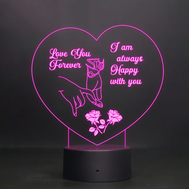 Heart Shape Couple Night Lamp With Text