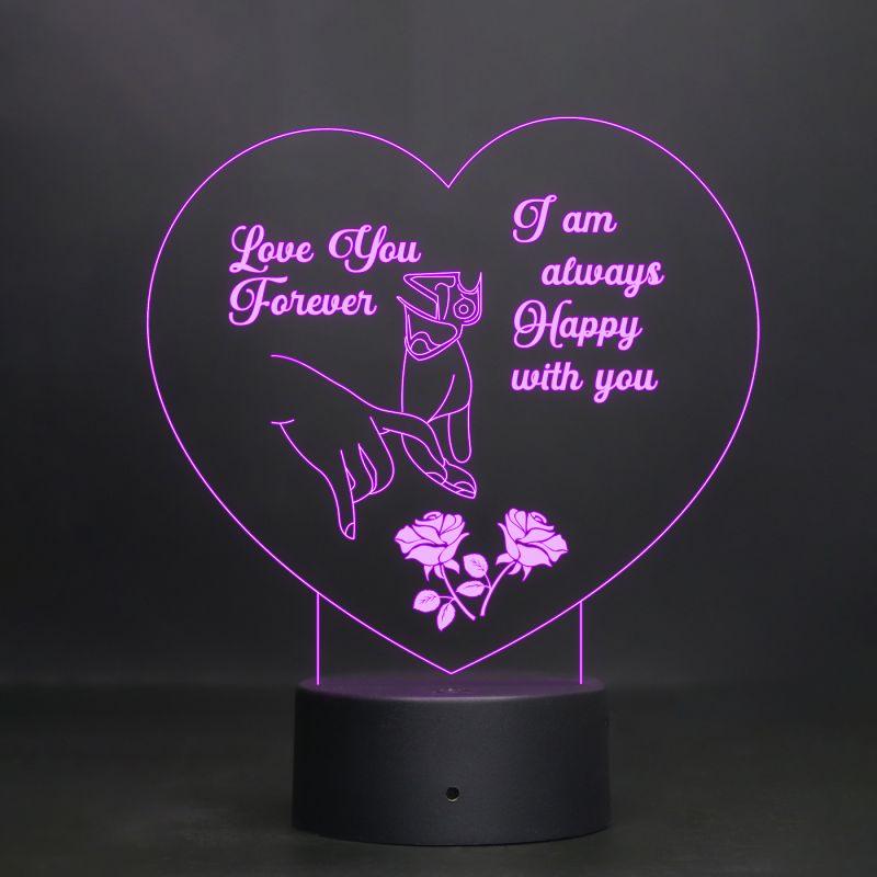 Heart Shape Couple Night Lamp With Text