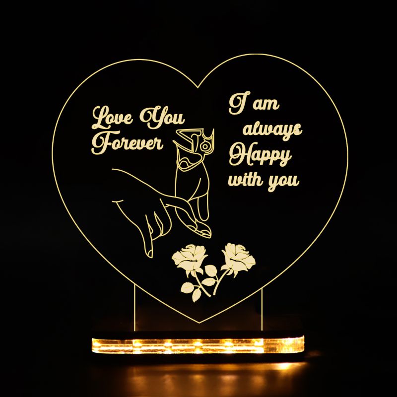 Heart Shape Couple Night Lamp With Text