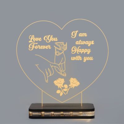 Heart Shape Couple Night Lamp With Text