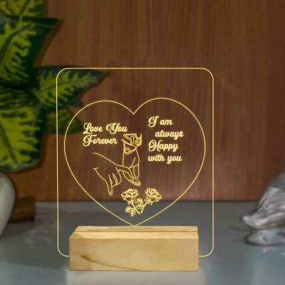 Heart Shape Couple Night Lamp With Text