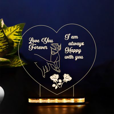 Heart Shape Couple Night Lamp With Text