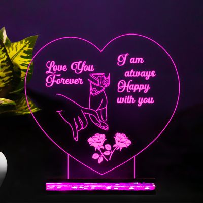 Heart Shape Couple Night Lamp With Text