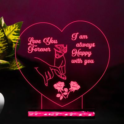 Heart Shape Couple Night Lamp With Text