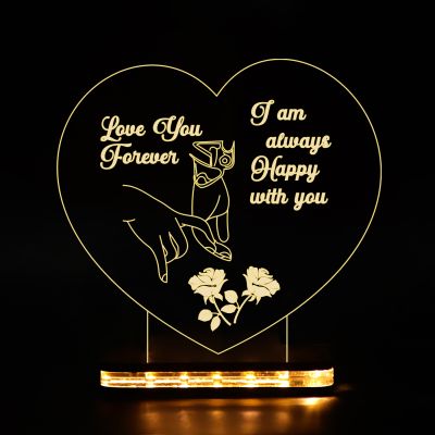 Heart Shape Couple Night Lamp With Text