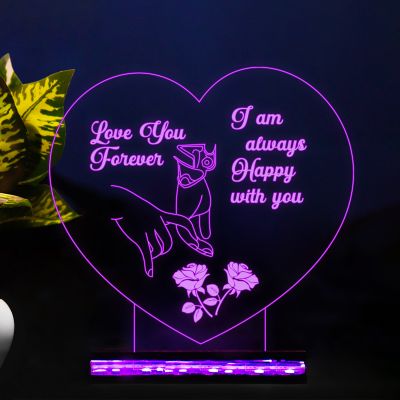 Heart Shape Couple Night Lamp With Text