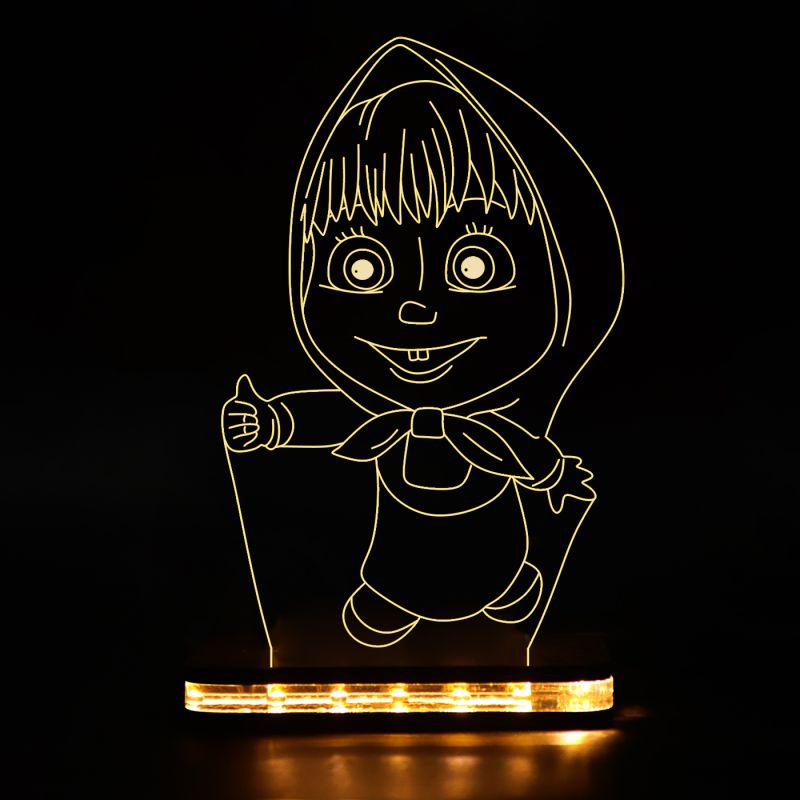 Masha Character From Masha And The Bear Show Design Night Lamp