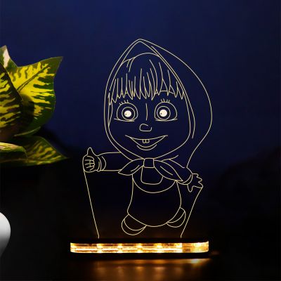 Masha Character From Masha And The Bear Show Design Night Lamp