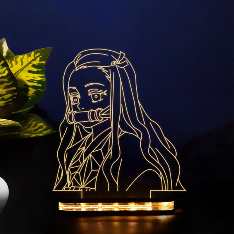 Nezuko Kamado Anime Character From Demon Slayer Show Night Lamp