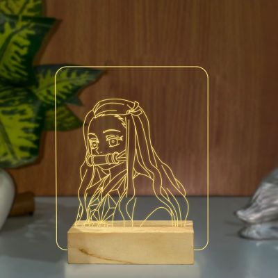 Nezuko Kamado Anime Character From Demon Slayer Show Night Lamp