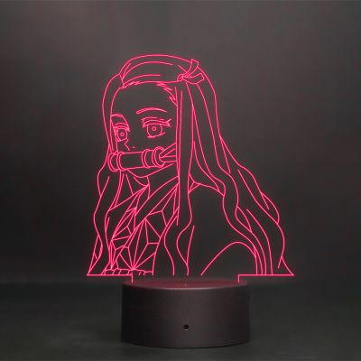 Nezuko Kamado Anime Character From Demon Slayer Show Night Lamp