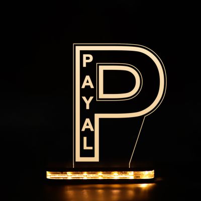 (P) Alphabet Design Name Night Lamp With Customized Name