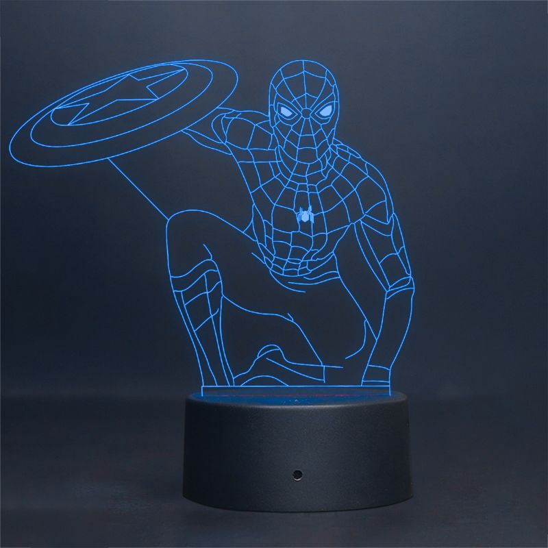 Spider-Man With Shield Character Design Night Lamp