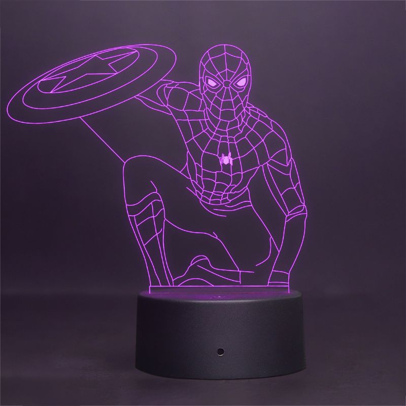 Spider-Man With Shield Character Design Night Lamp