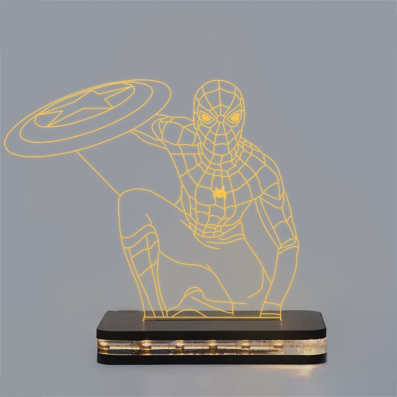 Spider-Man With Shield Character Design Night Lamp