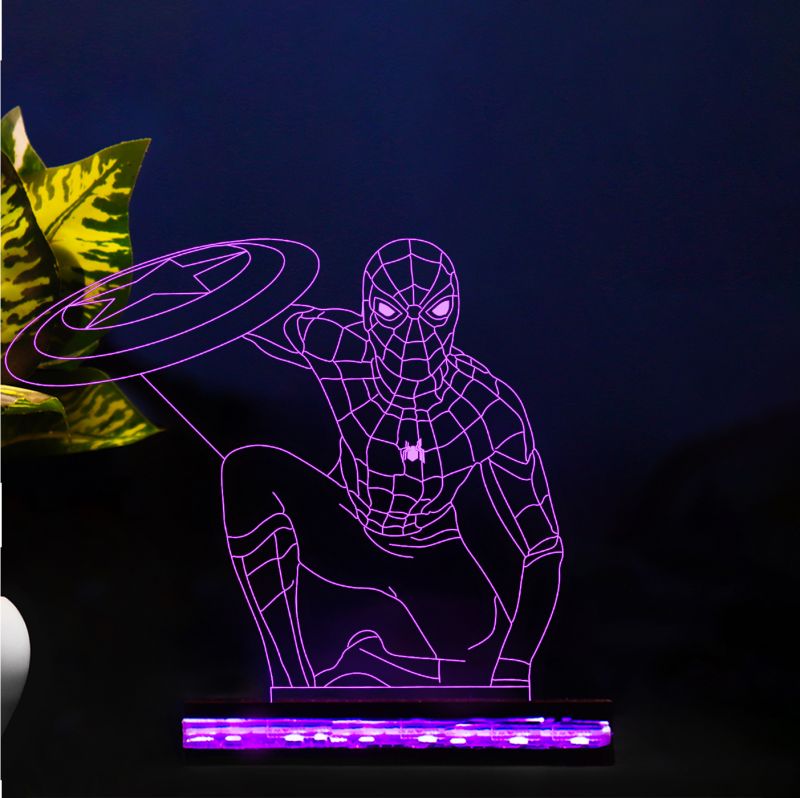 Spider-Man With Shield Character Design Night Lamp