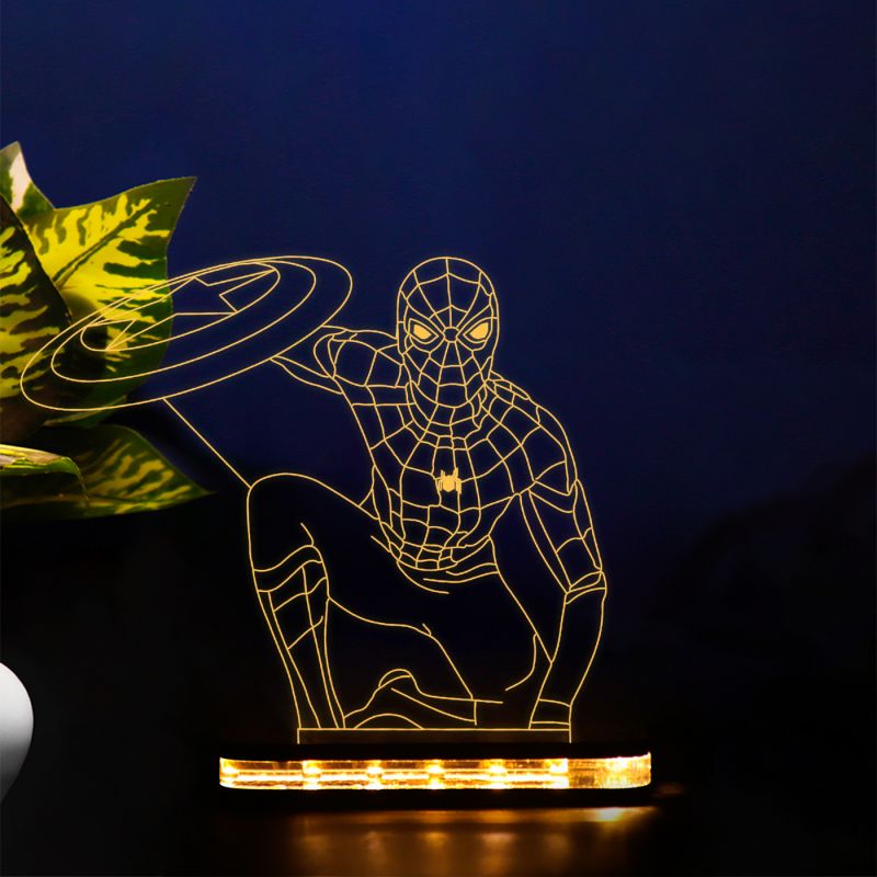 Spider-Man With Shield Character Design Night Lamp