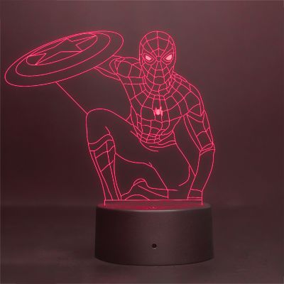 Spider-Man With Shield Character Design Night Lamp