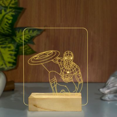 Spider-Man With Shield Character Design Night Lamp