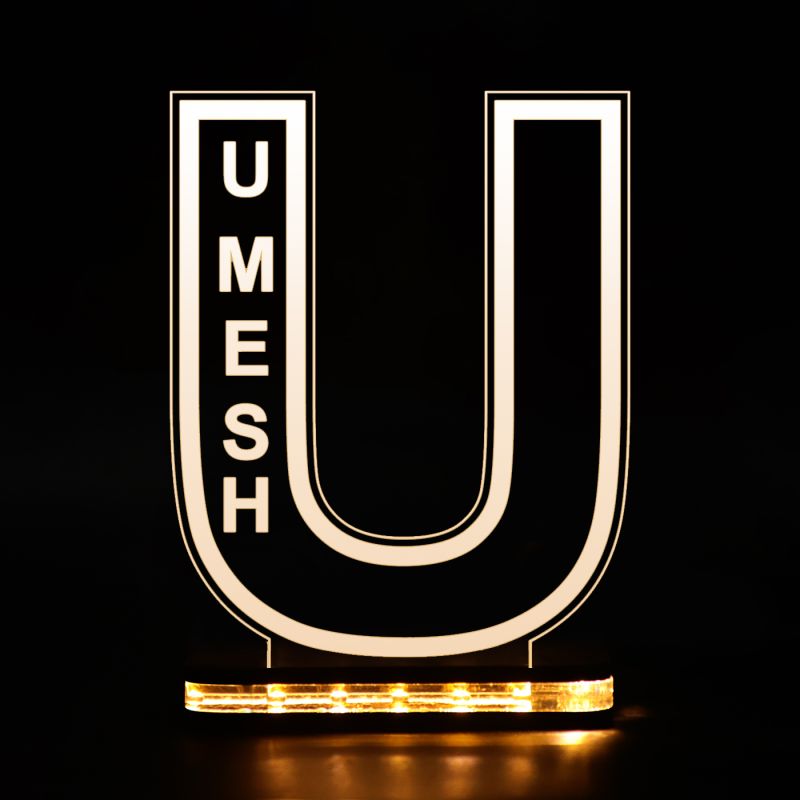 (U) Alphabet Design Name Night Lamp With Customized Name