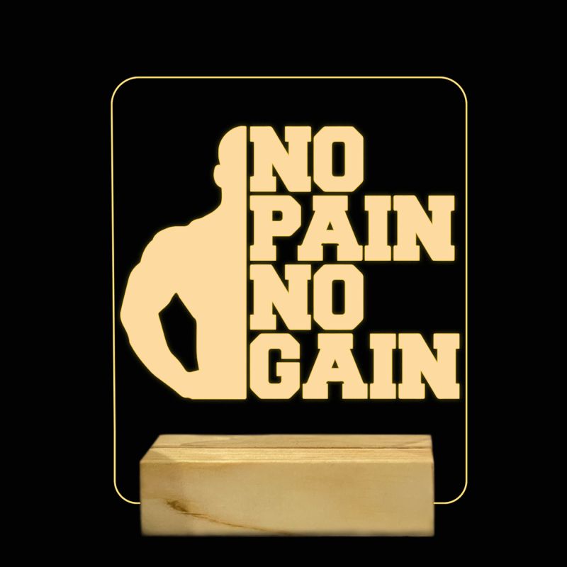 No Pain No Gain Motivational Quotes Design Night Lamp