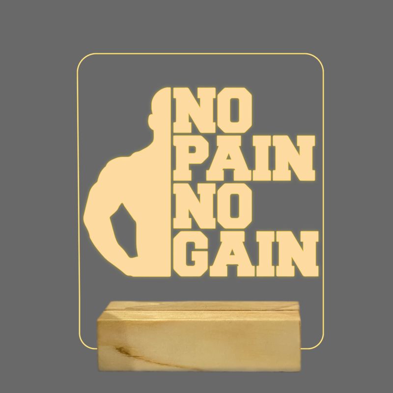 No Pain No Gain Motivational Quotes Design Night Lamp