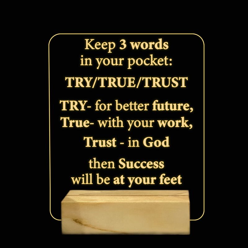 Try/ True/ Trust Quotes Night Lamp