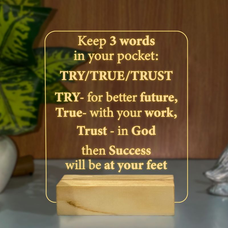 Try/ True/ Trust Quotes Night Lamp