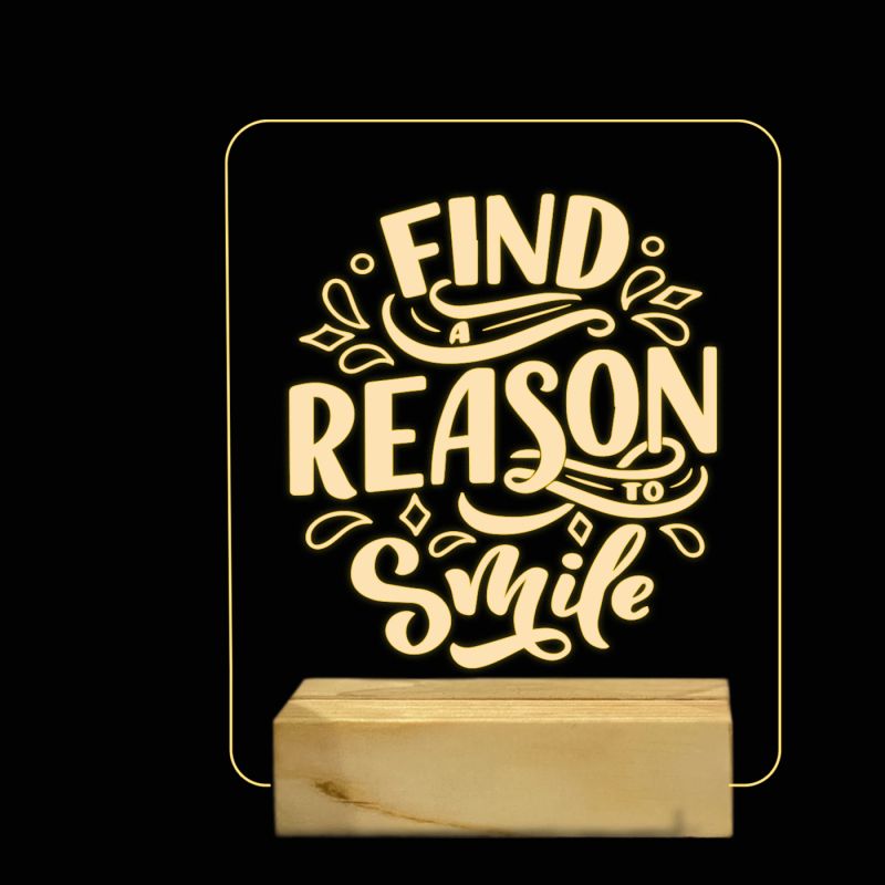 Find A Reason To Smile Quote Night Lamp