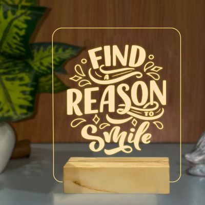 Find A Reason To Smile Quote Night Lamp