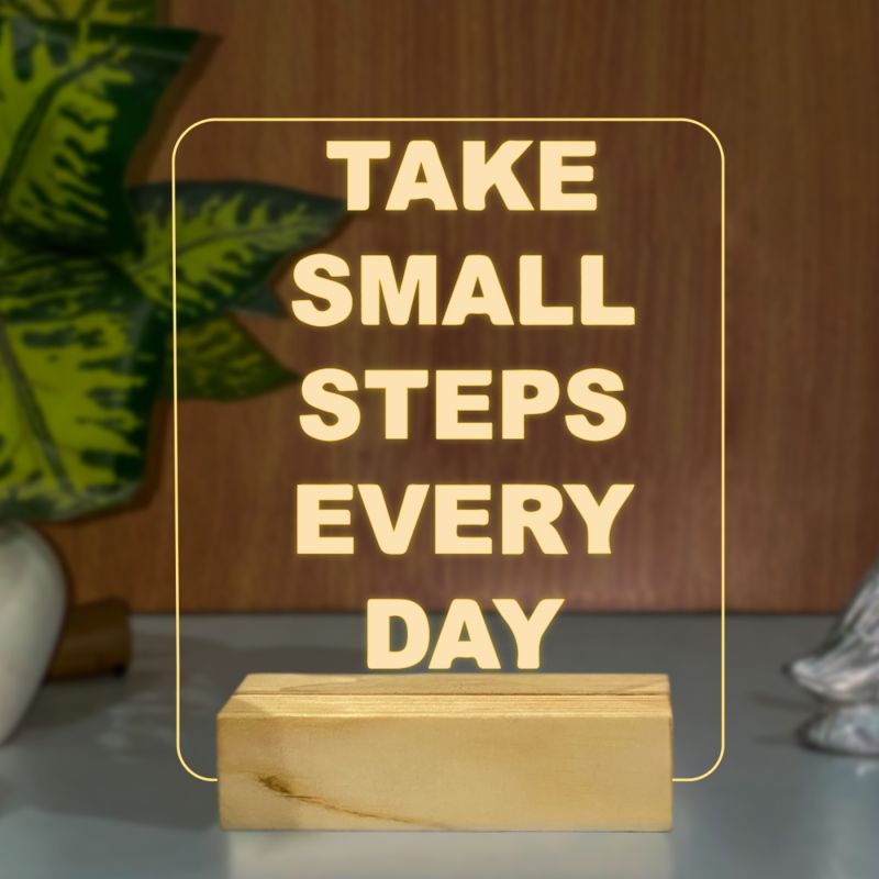 Take Small Steps Every Day Quotes Texted Night Lamp