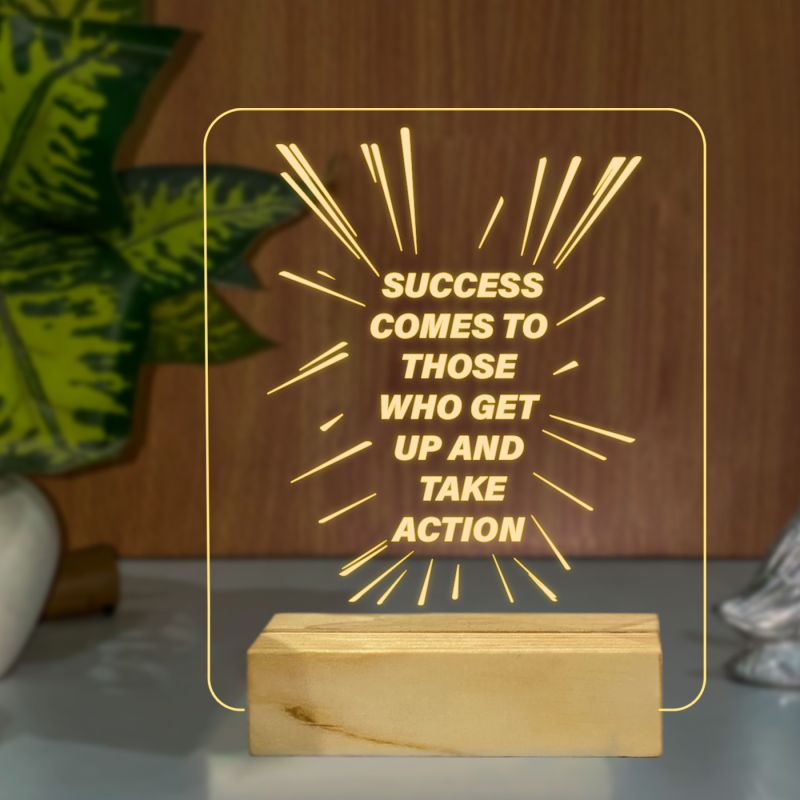 Success Comes To Those Who Get Up And Take Action Quotes Texted Night Lamp