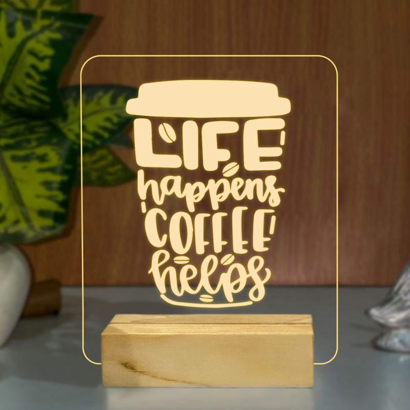 Quotes On Coffee Cup Design Night Lamp