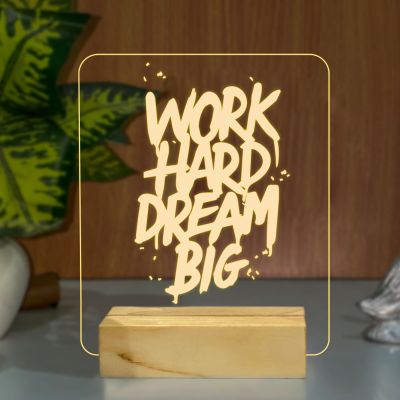 Work Hard Dream Big Texted on Night Lamp