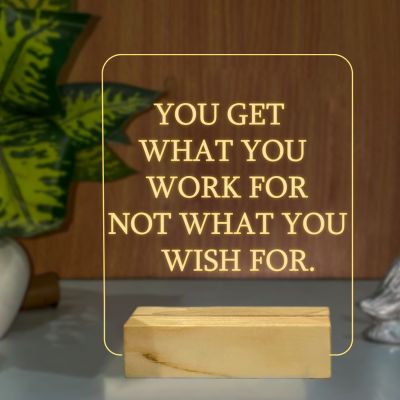 Quotes On Work Texted On Night Lamp