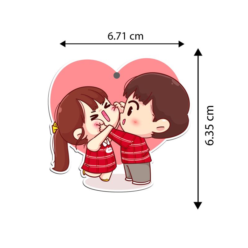 Cute Couple Design Printed Key Chain