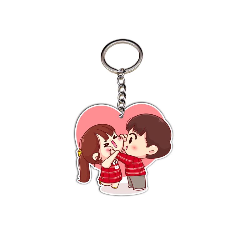 Cute Couple Design Printed Key Chain