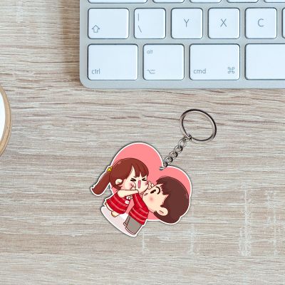 Cute Couple Design Printed Key Chain