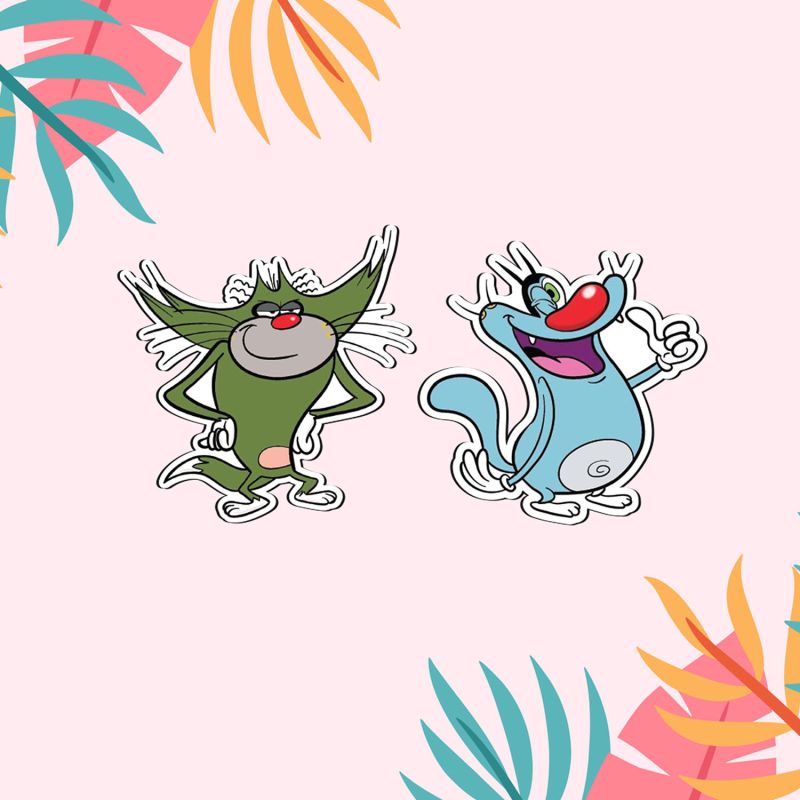 Oggy & Jack Character Design Magnet Sticker For decoration