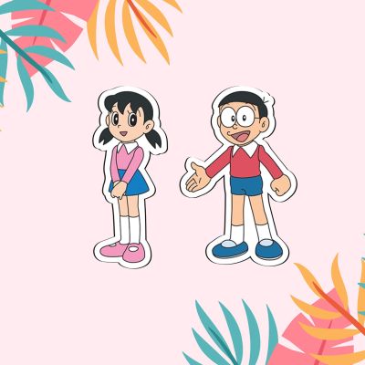 Nobita & Shizuka Character Design Magnet Sticker