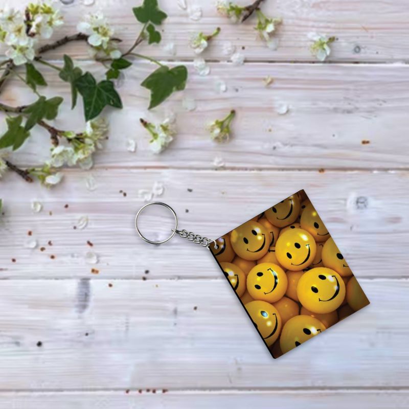 Smiley Ball Printed Key Chain