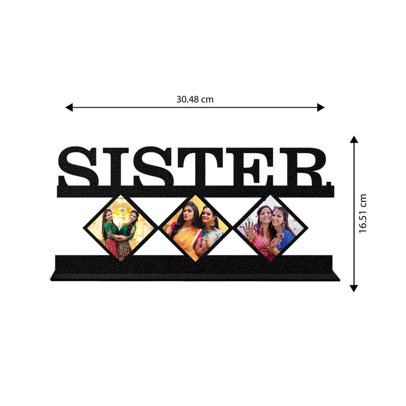 Sister Text Design Photo Frame With Customized Photo