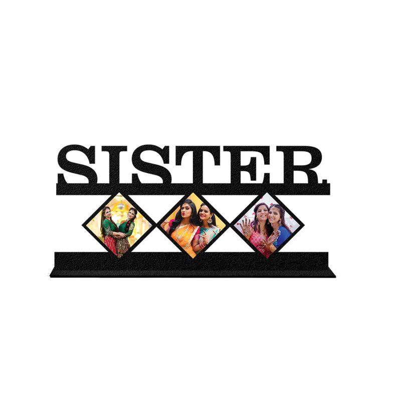 Sister Text Design Photo Frame With Customized Photo