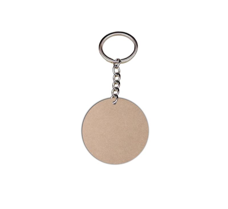 Circle Shape MDF Cut Piece Key Chain For Art & Craft (10 Pcs)