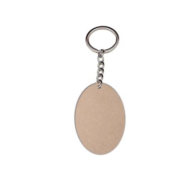 Oval Shape MDF Cut Piece Key Chain For Art & Craft (10 Pcs)