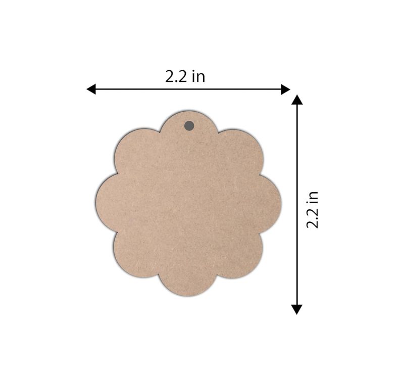 Flower Shape MDF Cut Piece Key Chain For Art & Craft (10 Pcs)