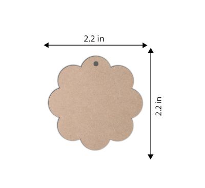 Flower Shape MDF Cut Piece Key Chain For Art & Craft (10 Pcs)