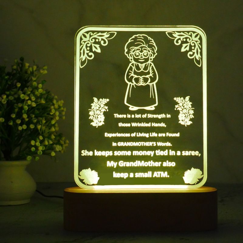 Gift for Grand Mother Customized with Text | Multicolored Light