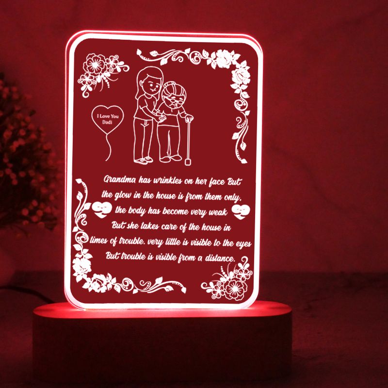 Personalized Gift for Grand Maa Engraved with Text Multicolored Light